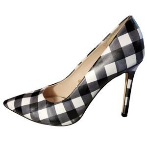 ZARA BASIC Black and White Gingham Plaid Check Stiletto 4" heel Size 38 US 7
